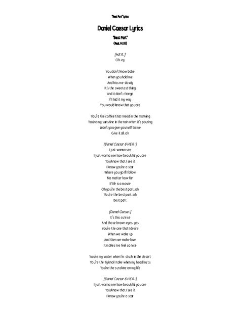 best part letra|Daniel Caesar .